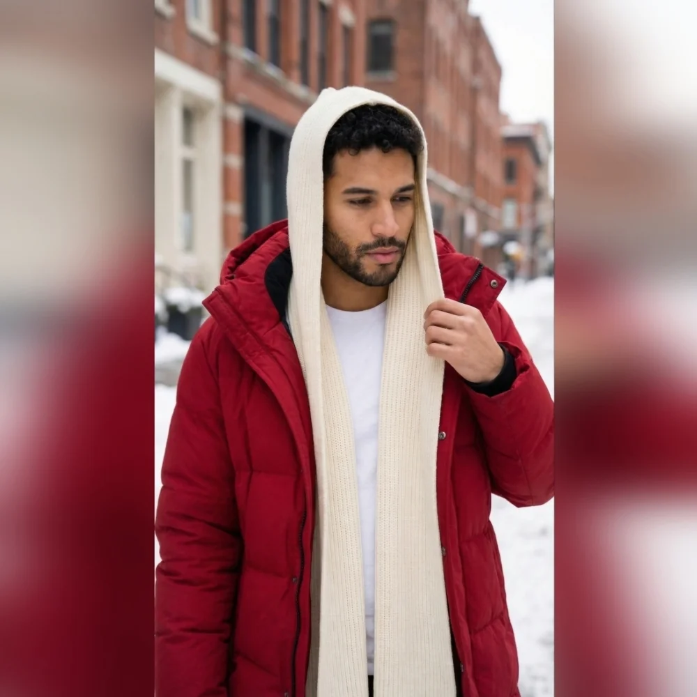 Hooded Scarf in Cream